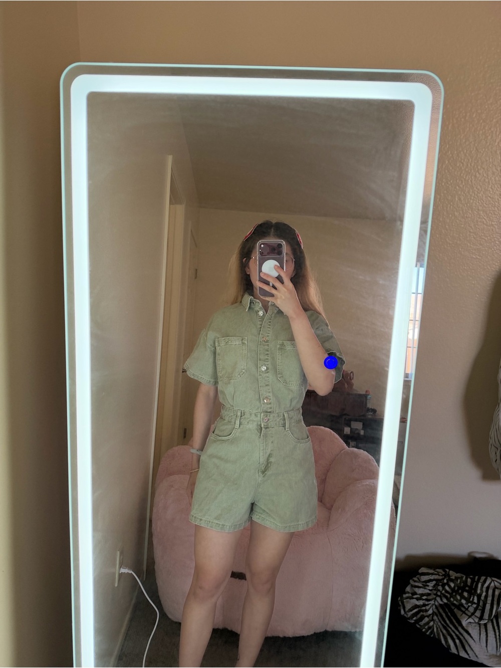 Casual Olive Green Women’s Denim Rompers